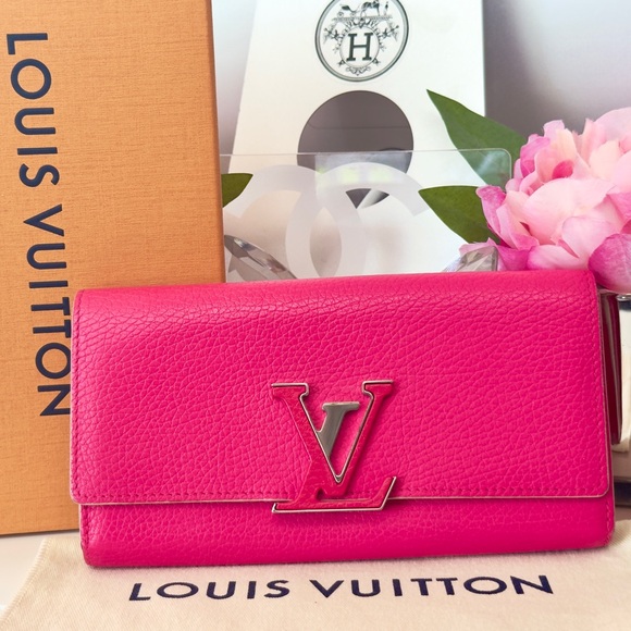Rare Hot Pink Louis Vuitton Portefeuille Capucines Cuir Taurillon Long Wallet - Picture 12 of 12